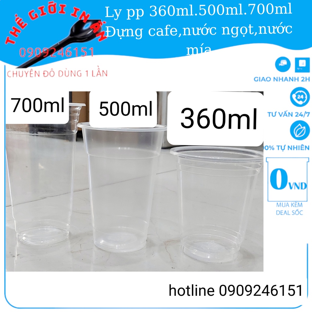 50 Ly nhựa Pet/PP trơn trong suốt 360ml, 500m, 700ml loại tốt, dẻo dai, chịu nhiệt tốt- THEGIOIINAN2021