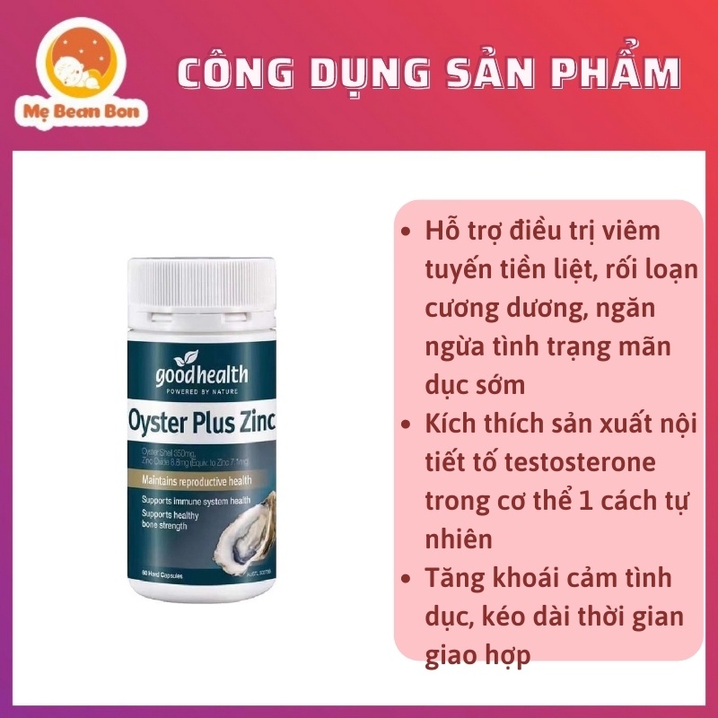 Tinh chất hàu biển Goodhealth Oyster Plus Zinc  60 viên tăng cường sinh lý hỗ trợ nam giới