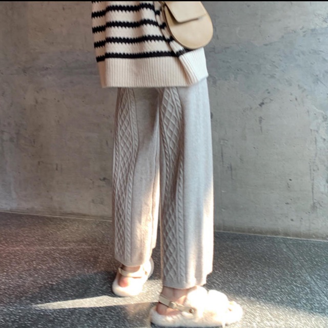 Quần len mềm 2 màu be - ghi
