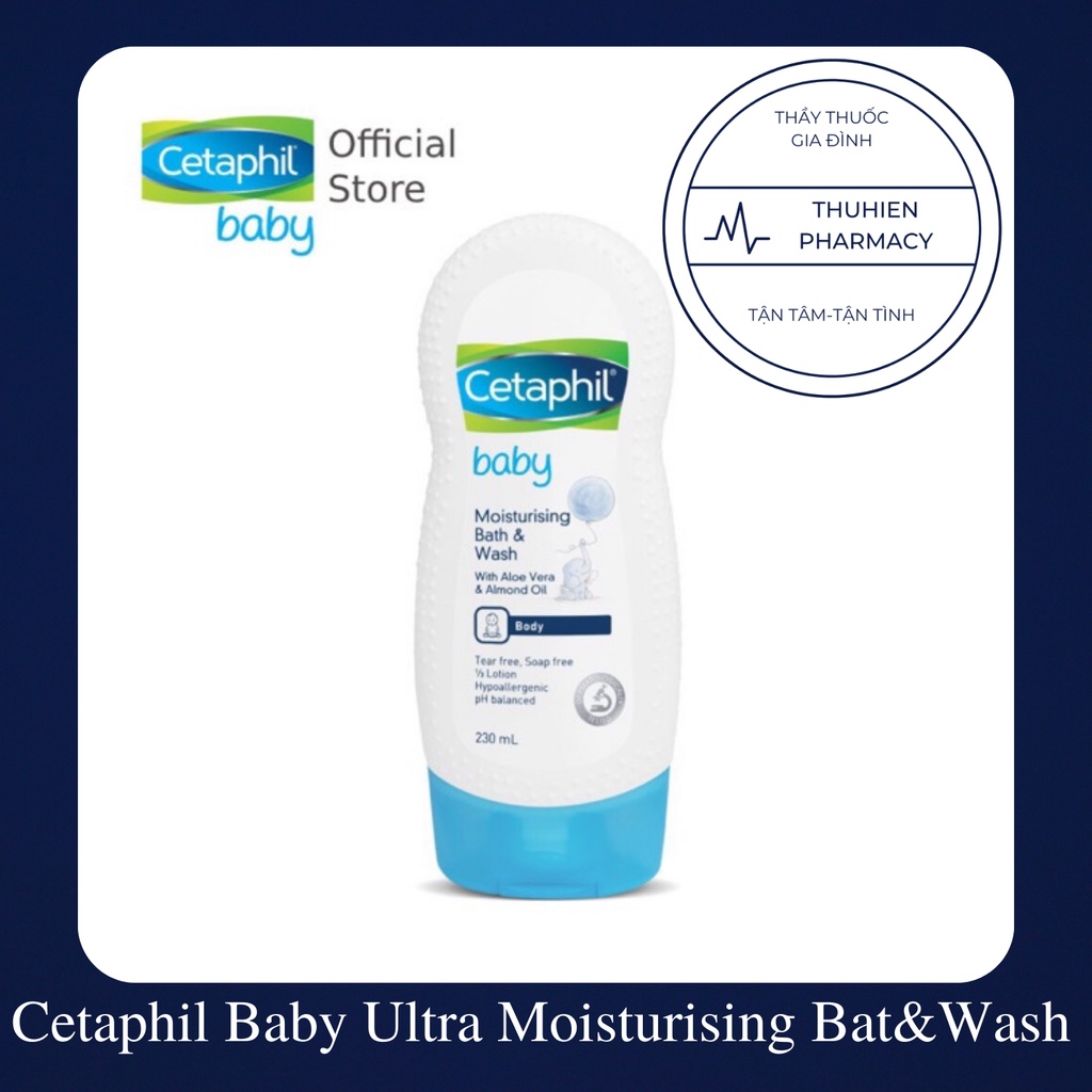 Sữa tắm gội dưỡng ẩm dành cho bé Cetaphil Baby Ultra Moisturising Bath &amp; Wash 230ml