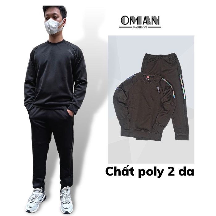 Bộ thể thao nam thu đông, Bộ đồ nam cao cấp SPORT phối sọc 7 màu - OMAN BD57