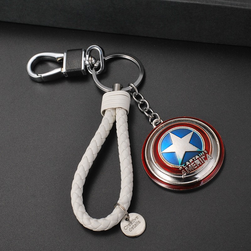 Móc khóa khiên Captain America loại to 5x5cm kèm móc treo và dây. Móc treo chìa khóa đội trưởng Mỹ