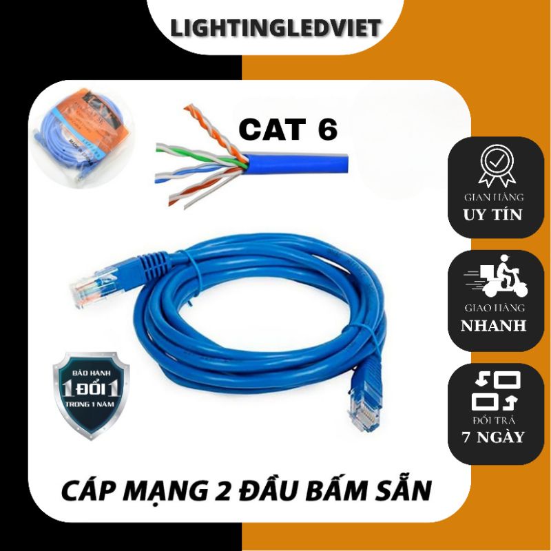 DÂY MẠNG CAT6 UTP Bấm Sẵn 2 đầu 5m 10m 15m 20m 25m 35m Dây Cáp mạng lan chính hãng