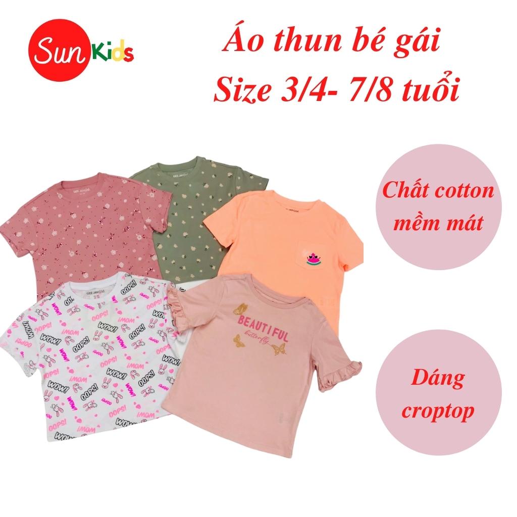 Áo thun cho bé gái, áo phông bé gái chất cotton mềm mát, size 3/4 - 7/8 tuổi - SUNKIDS