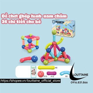 Đồ chơi ghép hình lắp ráp nam châm, khối xây dựng từ tính xếp hình 36pcs, giáo dục trẻ em 2 - 6 tuổi phát triển trí tuệ