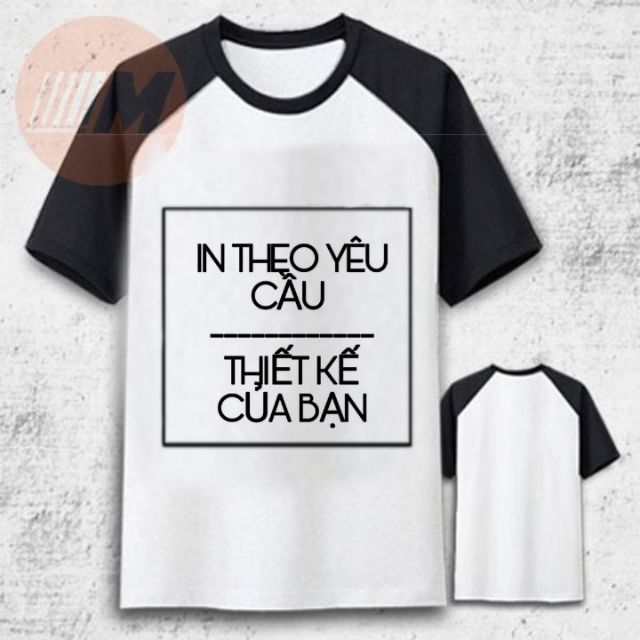 Áo Thun Raglan Tay Lửng Trắng In Theo Yêu Cầu