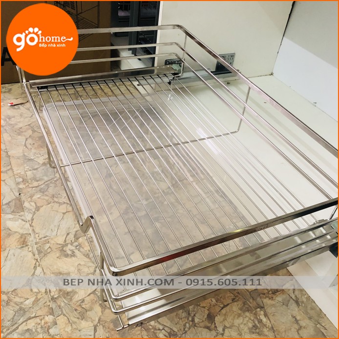 Giá Kéo Xoong Nồi, Kệ Đa Năng Tủ Bếp Dưới Ray Âm Giảm Chấn Chính Hãng INOX 304 Bảo Hành 10 Năm (Có Thợ Lắp Đặt)