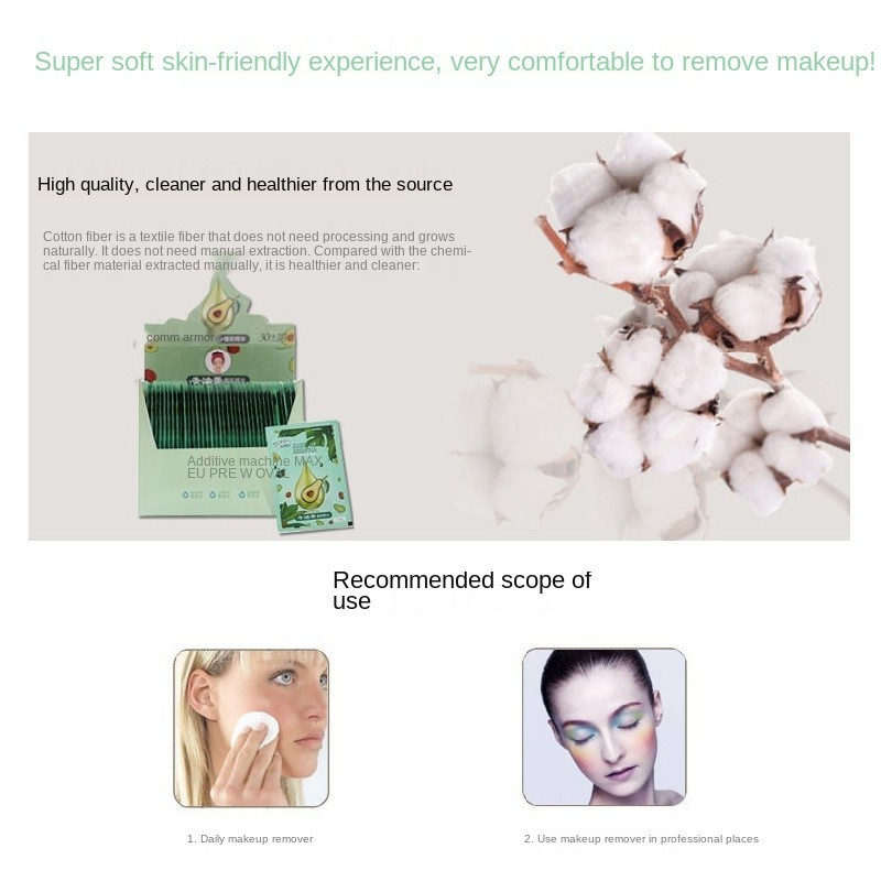 Remover Wipes Independent Packaging Avocado Face Deep Cleaning Portable Face, Lip and Eye Mild xie zhuang jin