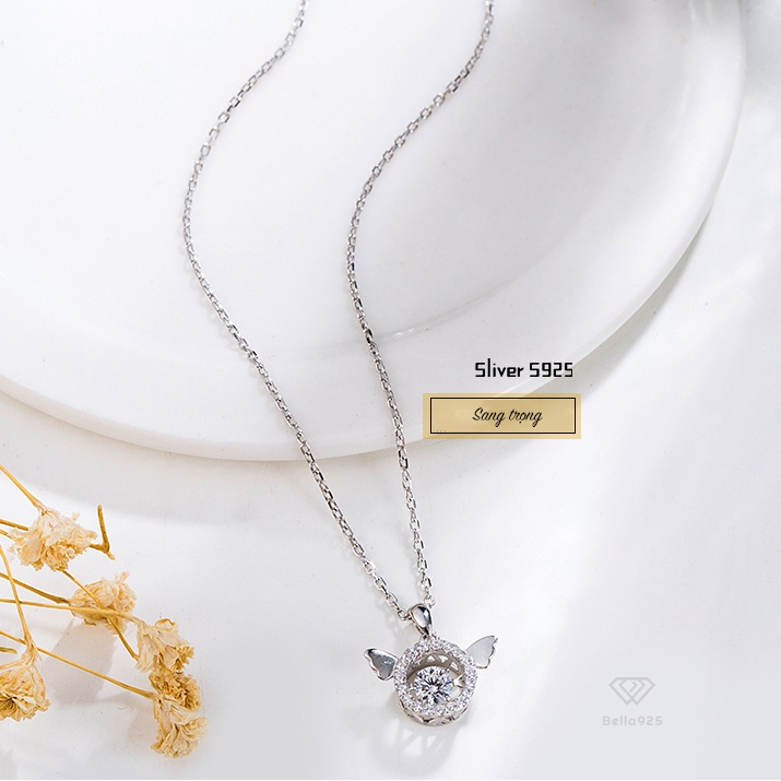 Dây chuyền bạc 925 mặt hình đôi cánh thiên thần hàng hộp sang trọng vòng cổ Bella925 3211