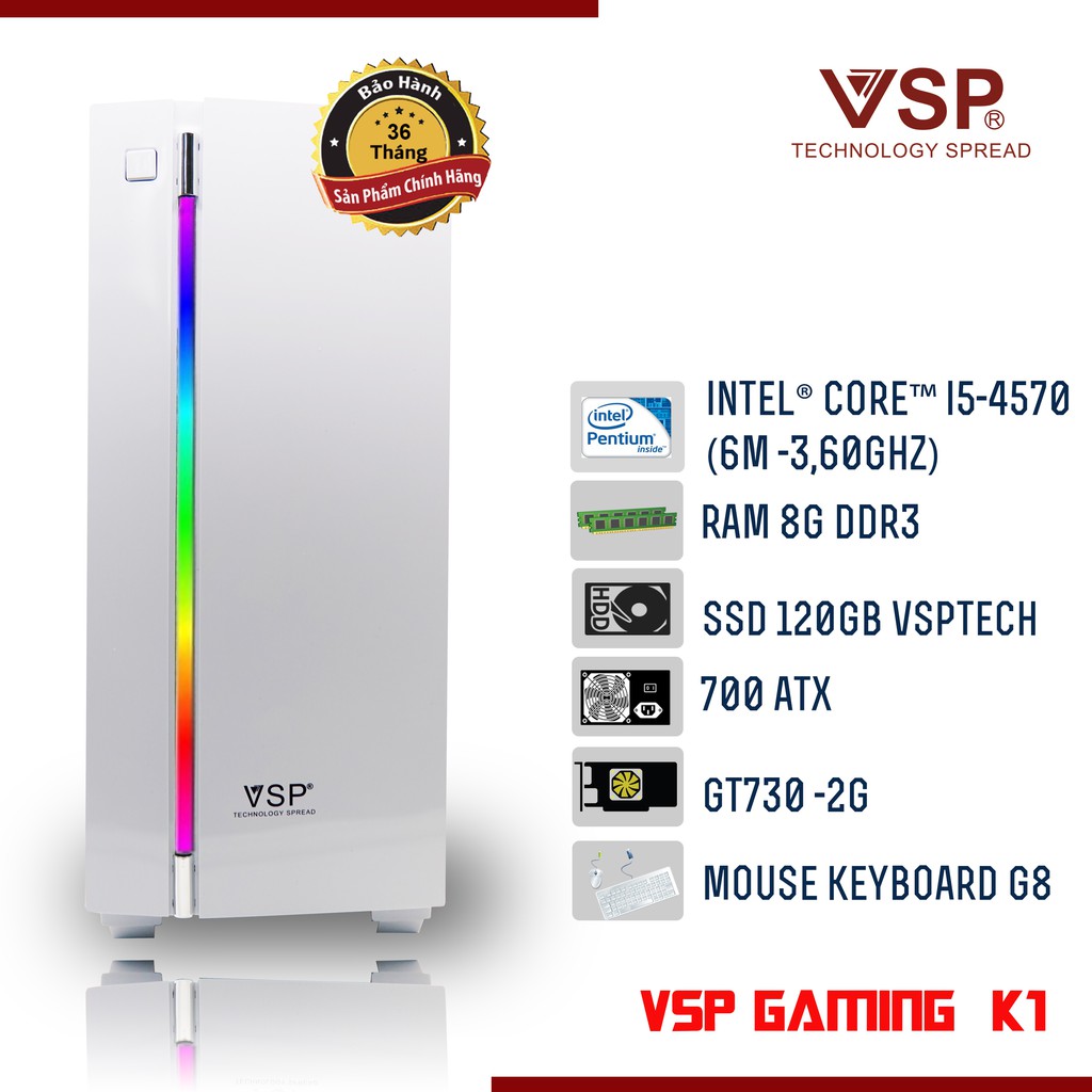 [BH 36 tháng] Thùng máy full linh kiện chuẩn GAMING VSP K1 Intel Core i5 4570 | BigBuy360 - bigbuy360.vn