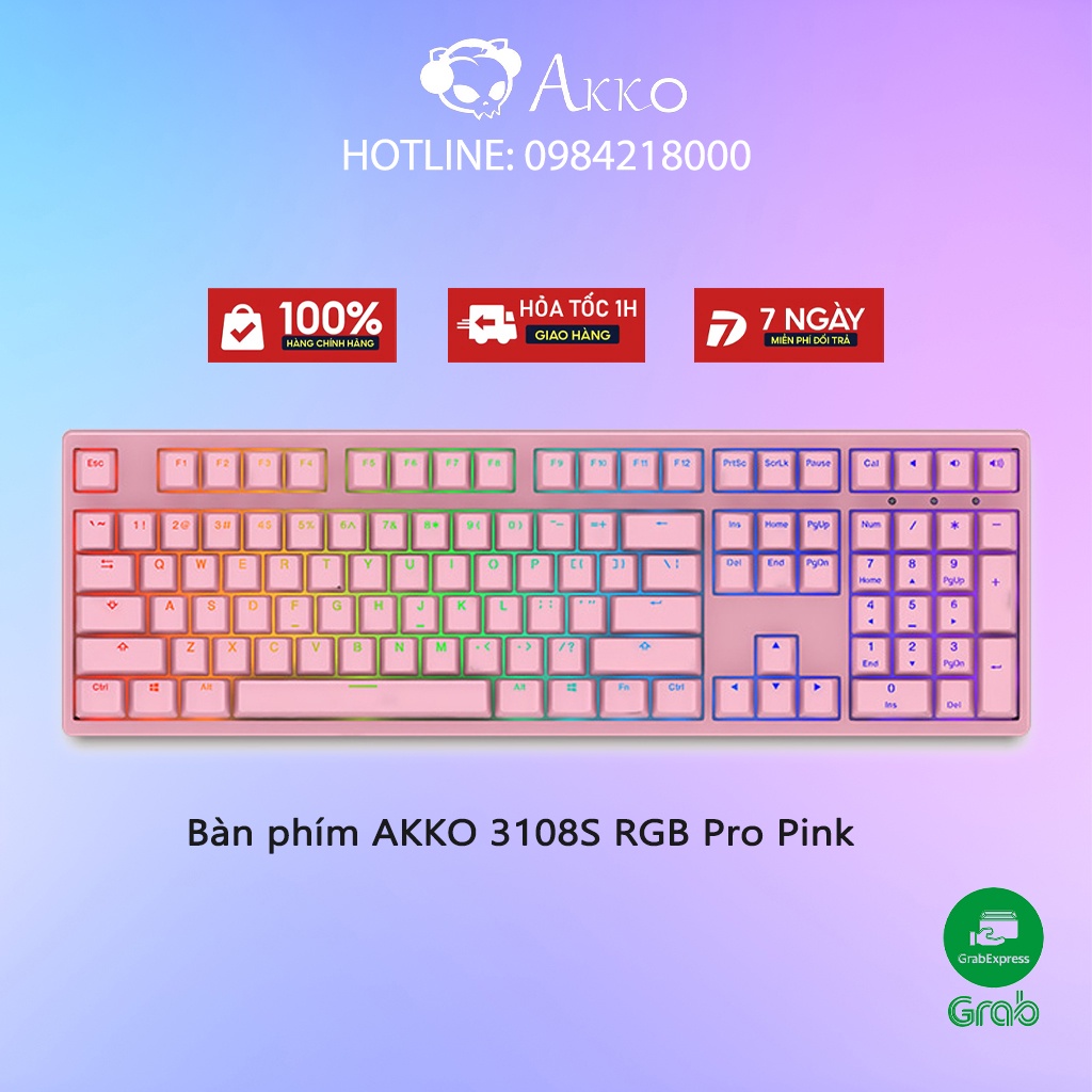 Bàn Phím Cơ AKKO 3108S RGB PRO Pink- Bảo Hành Chính Hãng 12 Tháng