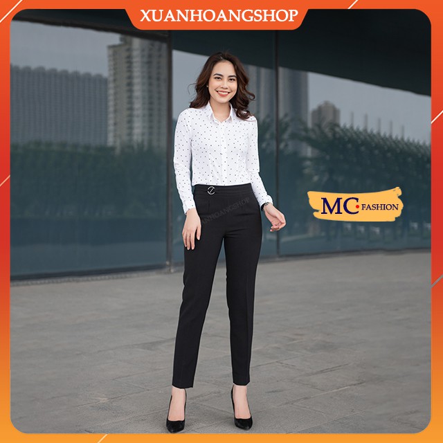 Quần Tây Nữ Lưng Cao Mc Fashion, Cạp Đẹp, Kiểu Dáng Quần Âu Nữ Công Sở, Ống Baggy, Màu Đen, Q0392