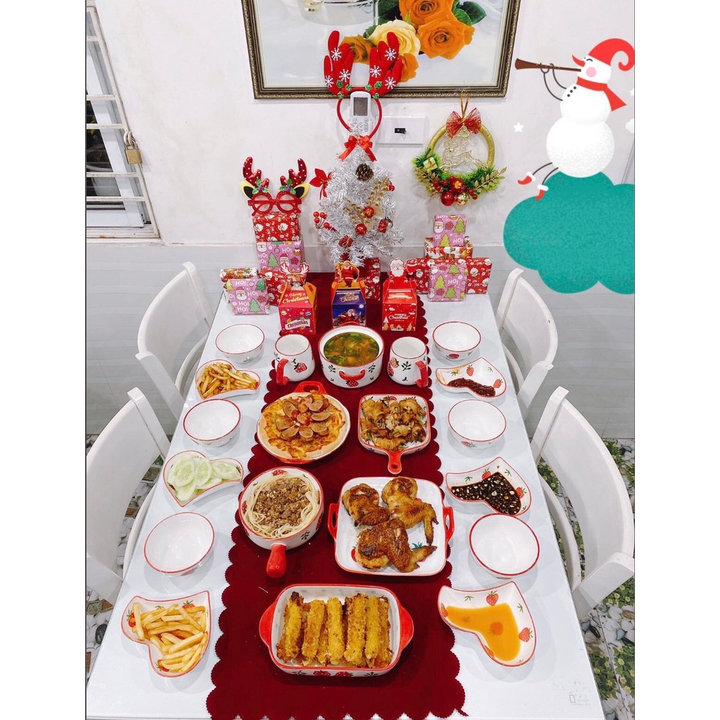 Bộ bát đĩa sứ đẹp, bát đĩa dâu tây bộ 8 món họa tiết decor cute, xinh xắn ☘ 𝑭𝑹𝑬𝑬 𝑺𝑯𝑰𝑷 ☘
