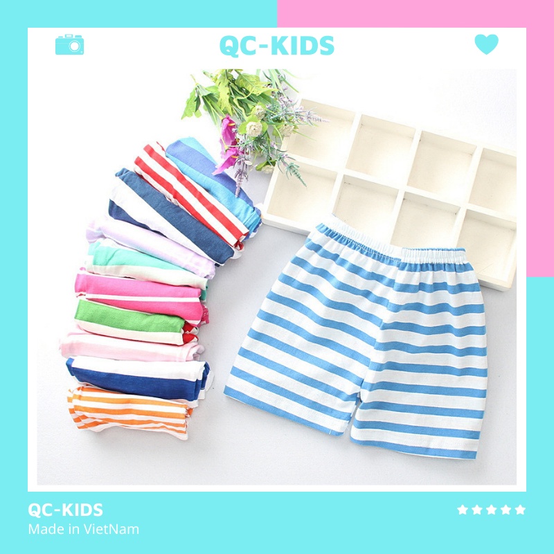 Combo 10 chiếc quần đùi chục kẻ chất liệu cotton thoáng mát cho bé trai và bé gái từ 5-18kg