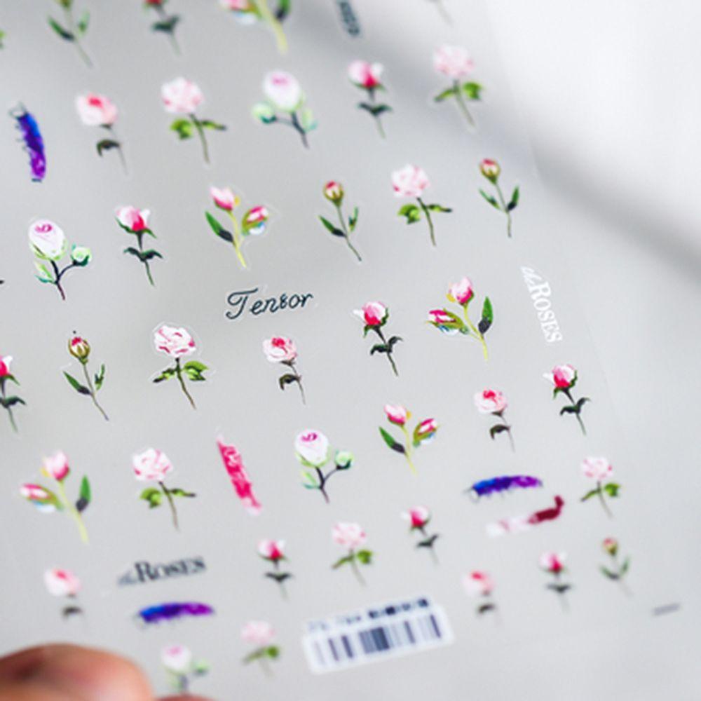 Miếng Dán Trang Trí Móng Tay Siêu Mỏng Họa Tiết Hoa Hồng Dễ Thương