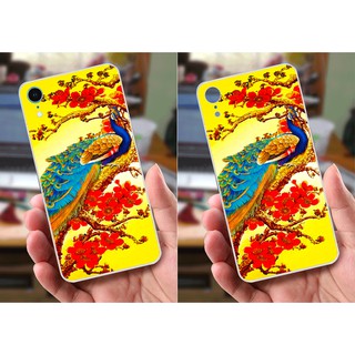 Ốp lưng iPhone XR (dẻo viền trắng trong) - Hình Chim Công, Cá Chép, Cò