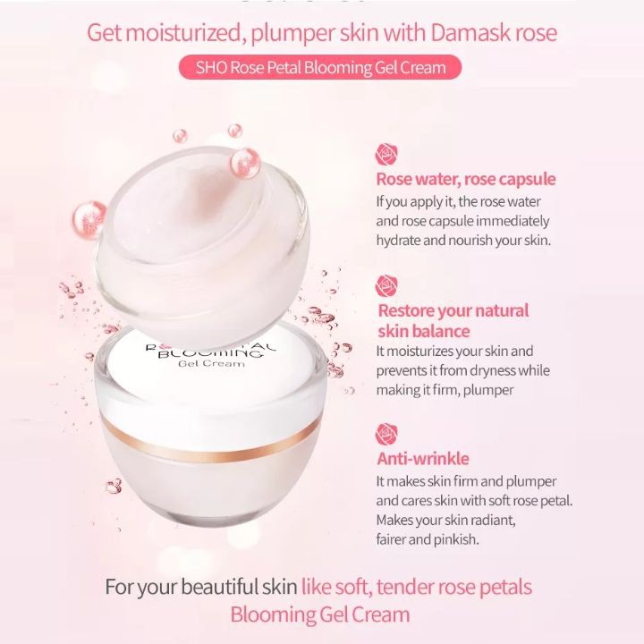 Kem dưỡng da tinh chất hoa hồng SHO Rose Petal Blooming Gel Cream 55g