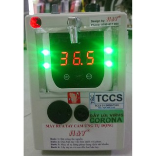 Máy rửa tay sát khuẩn và đo thân nhiệt tự động H&T (Model Digital LCD, 4 SENSORS, ABS, 1000 ml)