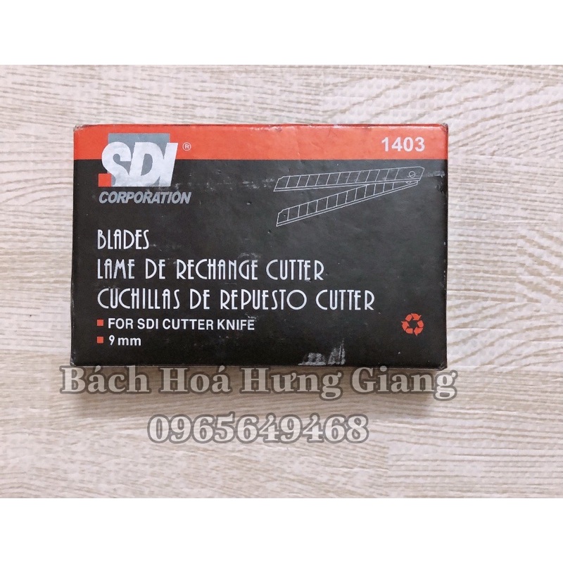 Hộp 10 Lưỡi Dao Rọc Giấy Nhỏ SDI 9mm Hàng Việt Nam
