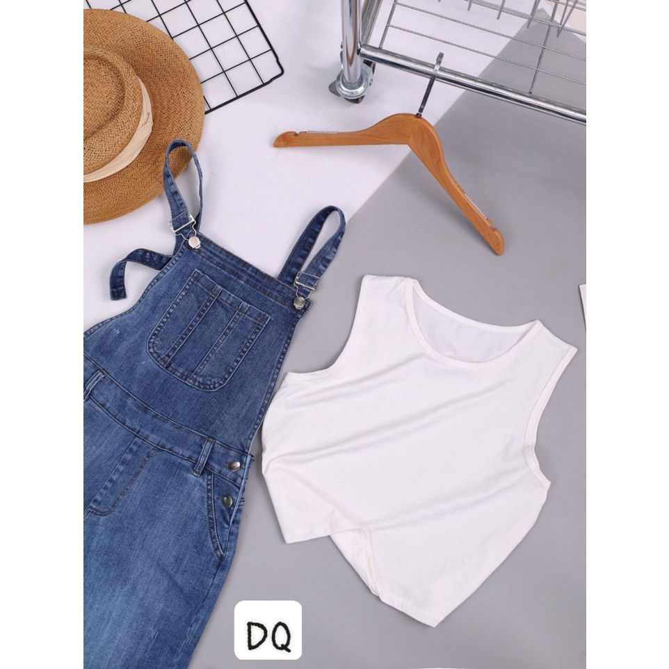 Set quần yếm bò mix áo thun chất co giãn - Hàng Quàng Châu