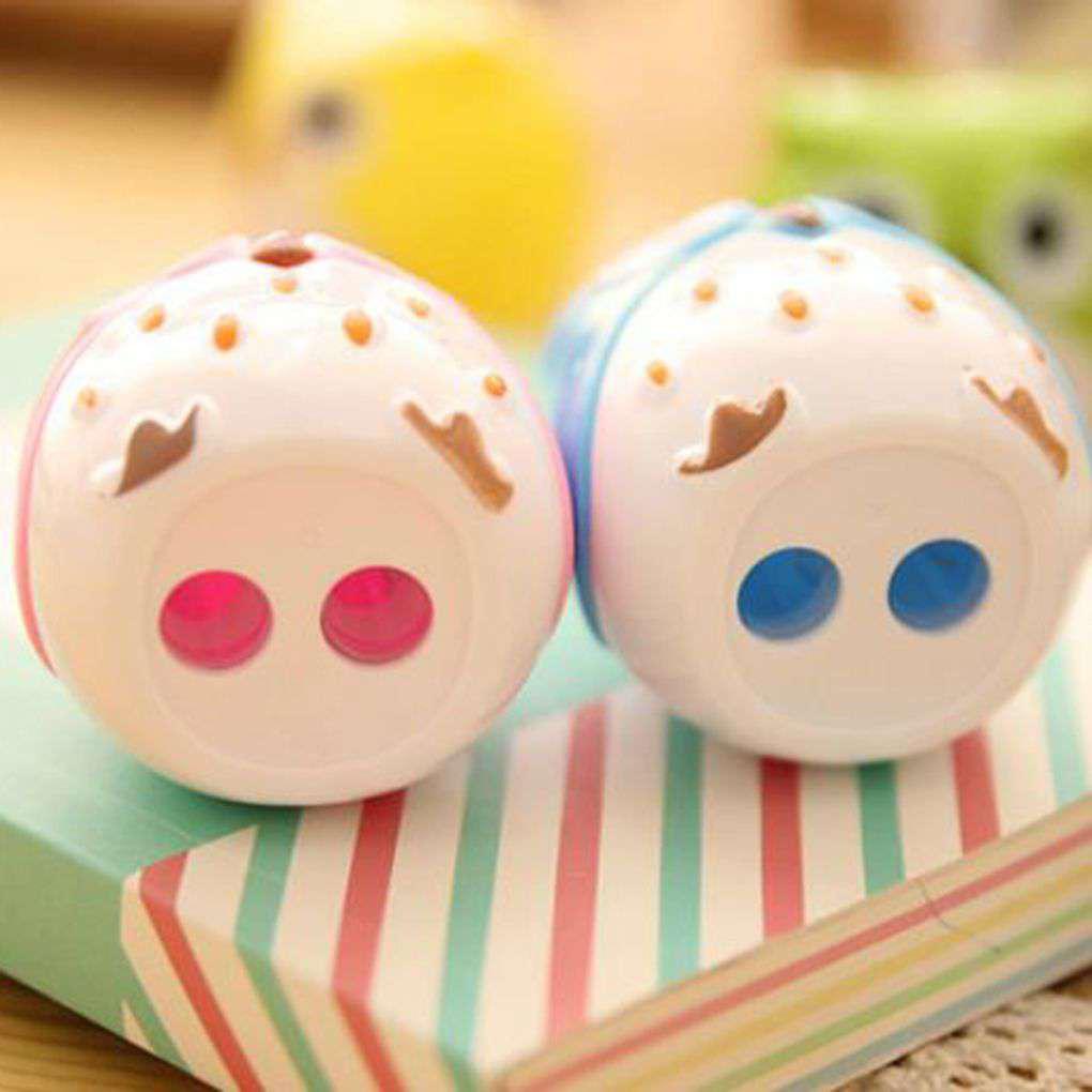 Đồ Chuốt Bút Chì Hai Lỗ Bằng Nhựa Gọn Nhẹ Hình Cú Hoạt Hình Màu Sắc Ngẫu Nhiên