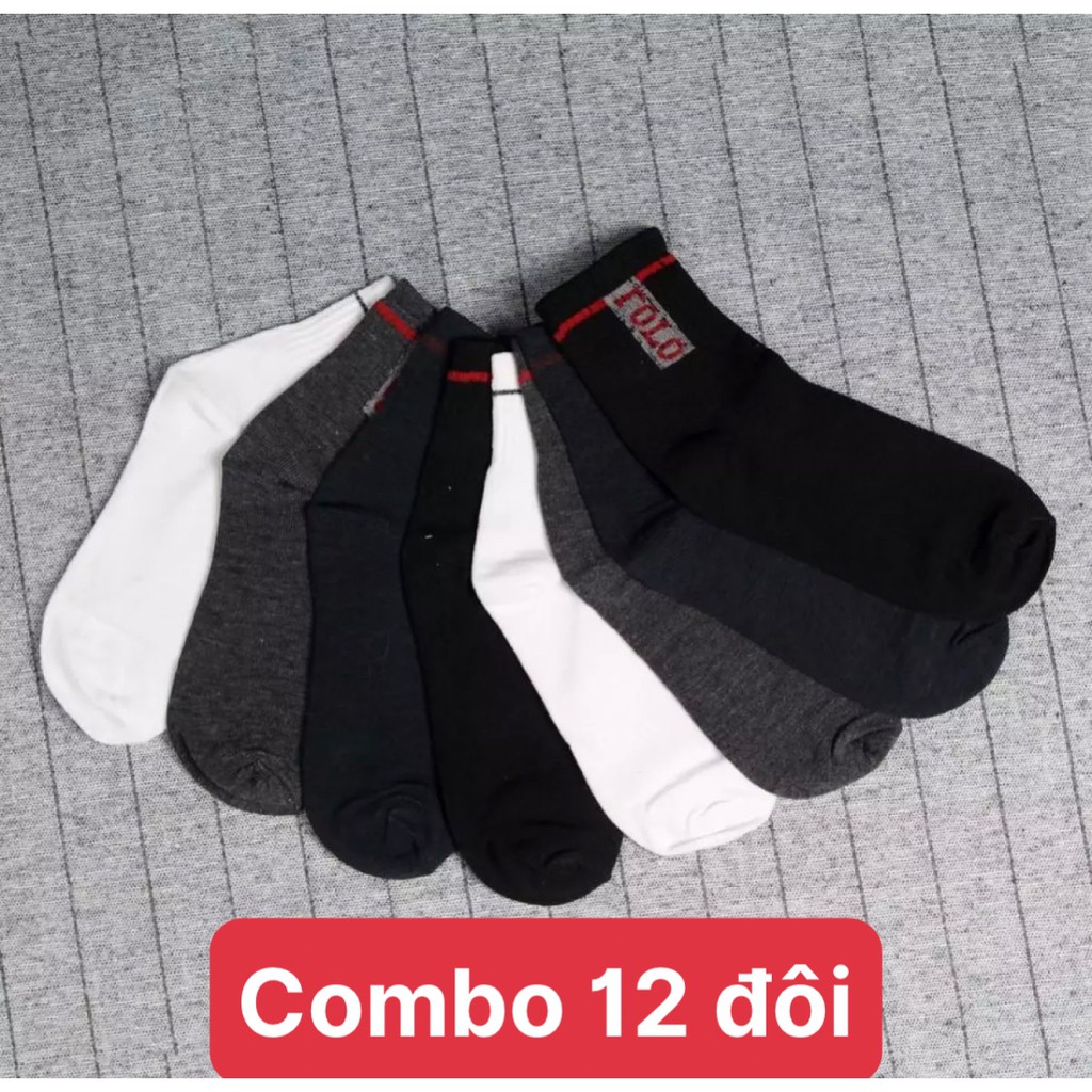 Combo 12 đôi vớ nam giá rẻ siêu đẹp siêu dày chất cotton co giãn thoáng mát , ảnh thật