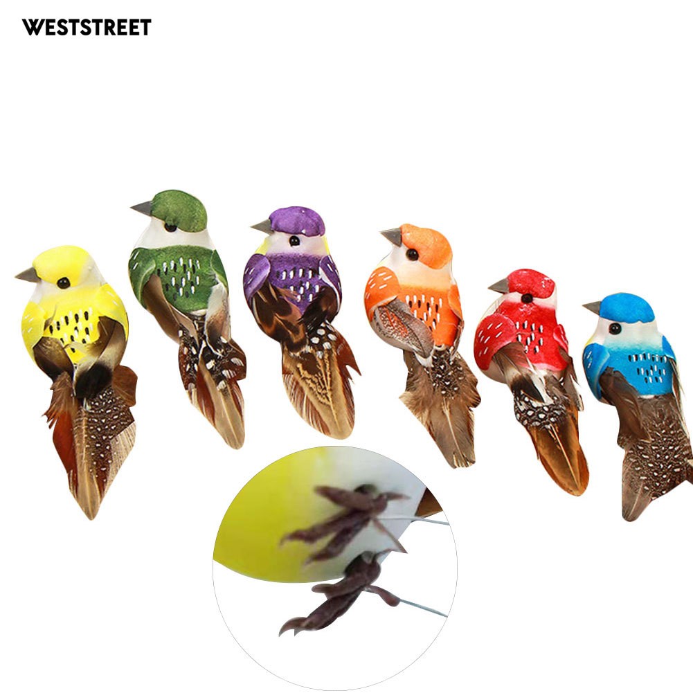 Bộ 6 chú chim giả trang trí đẹp mắt
