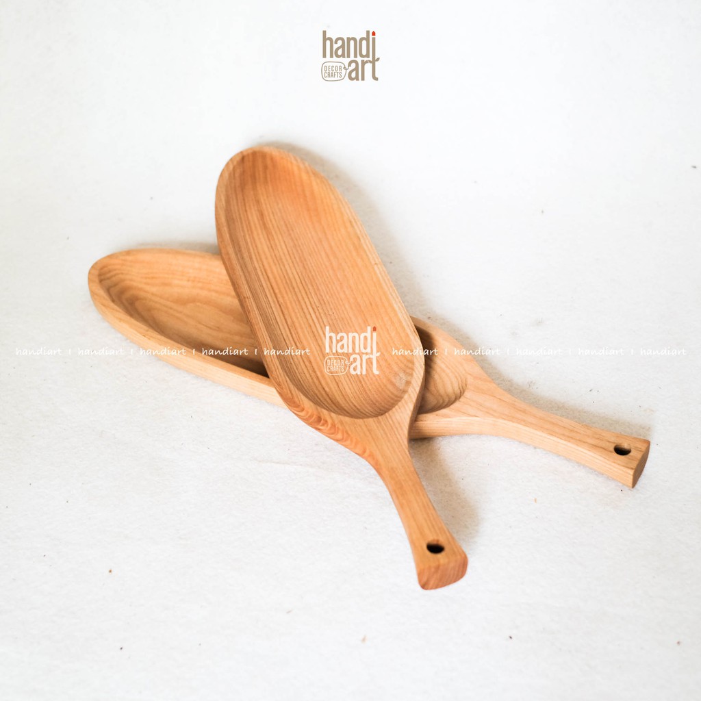 Khay gỗ tay cầm hình trái bí, wooden tray