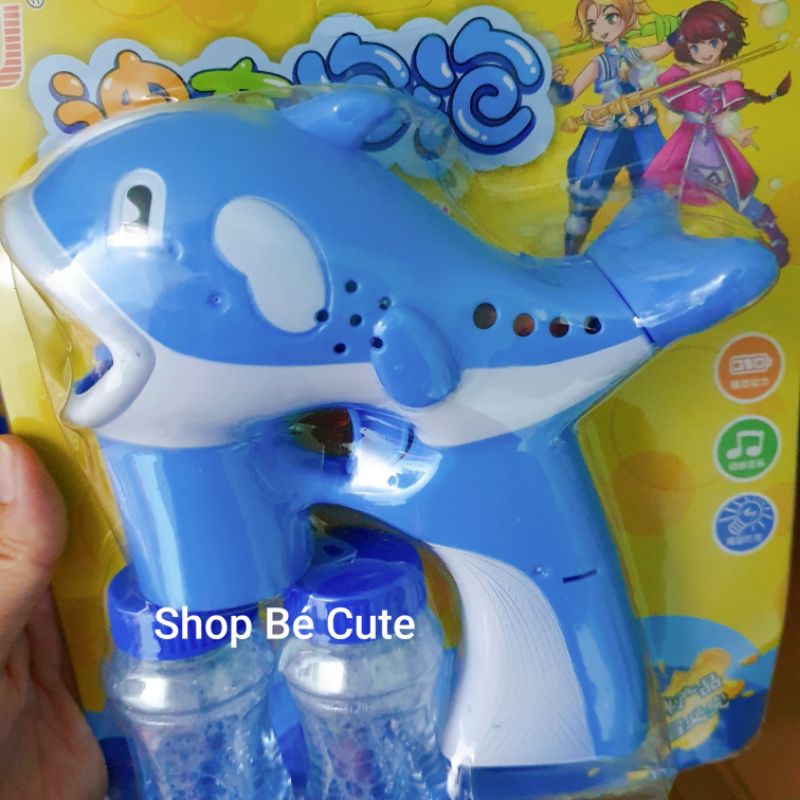 Đồ chơi thổi bong bóng trẻ em Hình chú cá heo màu hồng và màu xanh dùng pin thích hợp cho bé gái và bé trai
