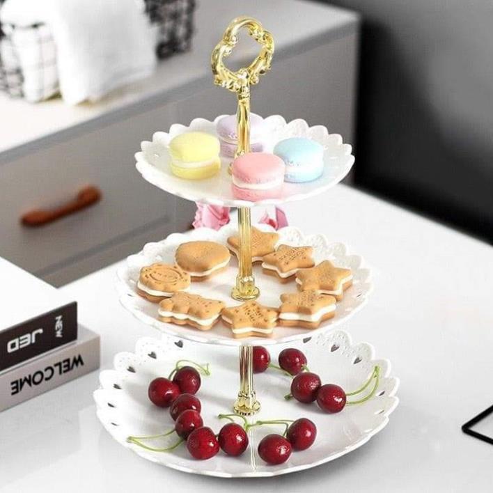 Khay 3 Tầng Đựng Hoa Quả Bánh Kẹo Vuông Tròn Đẹp,Khay Mứt