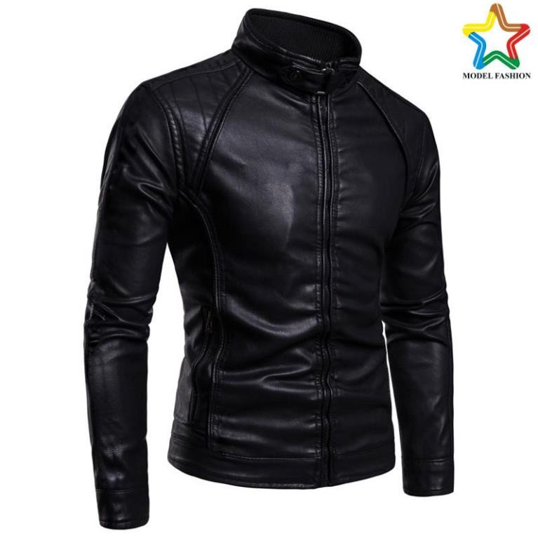 Áo khoác da nam lót lông Model Fashion cao cấp AD280 đen