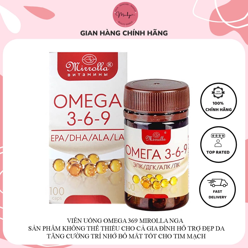 Viên Uống Omega 369 Mirrolla Nga Không Thể Thiếu Cho Cả Gia Đình Hỡ Trợ Đẹp Da Tăng Cường Trí Nhớ Bổ Mắt Tốt Tim Mạch