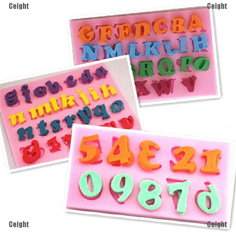 Bộ 3 Khuôn Silicone Hình Chữ Cái & Số Mini Dùng Trang Trí Bánh Kem Diy