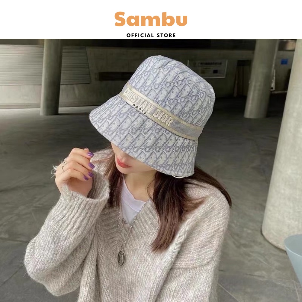 Mũ bucket kaki Sambu, nón tai bèo thêu chữ dio