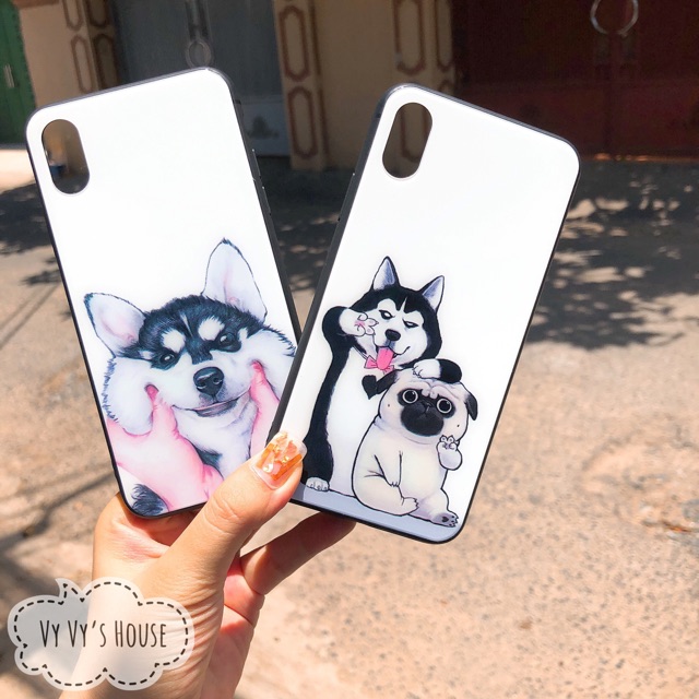 Ốp kính chó Husky&Pug