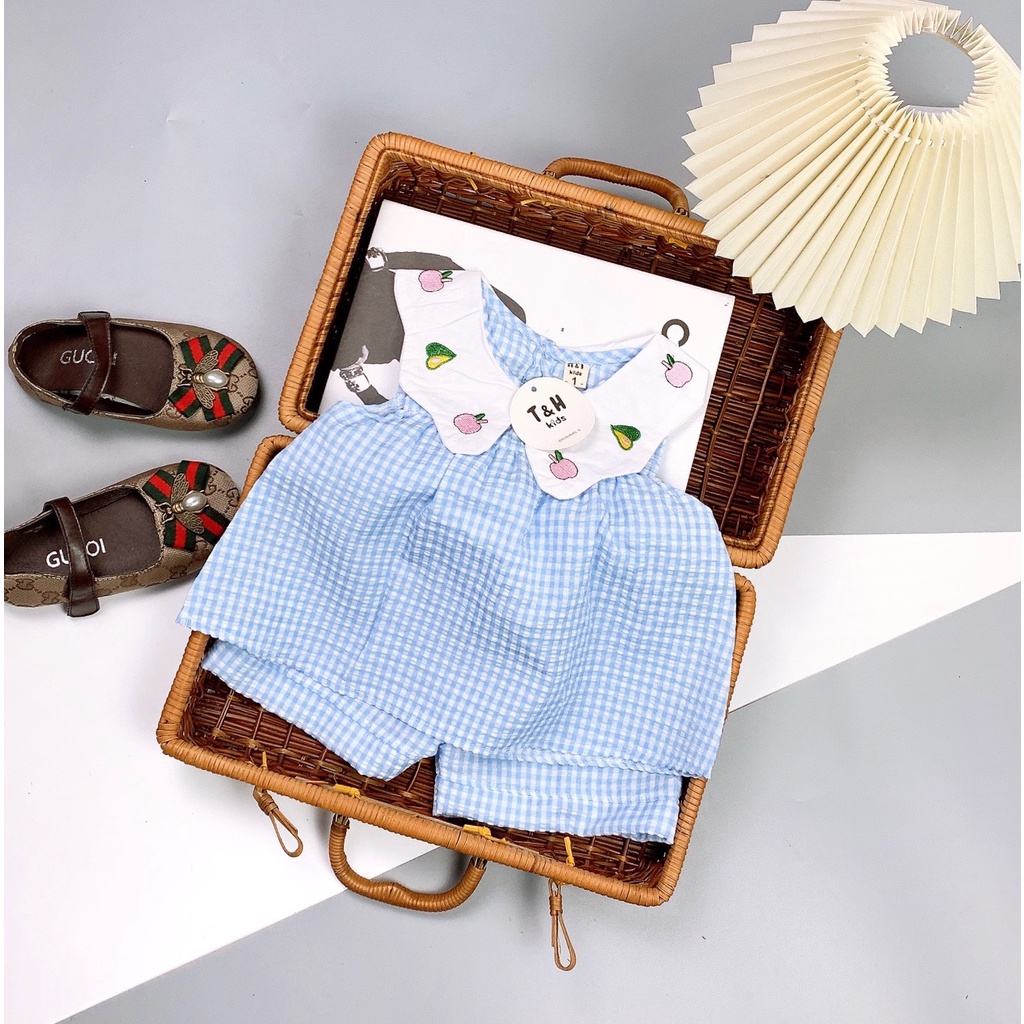 Bộ bé gái, Set đồ đi chơi bé gái, cổ sen thêu cực xinh từ  - Richkid123