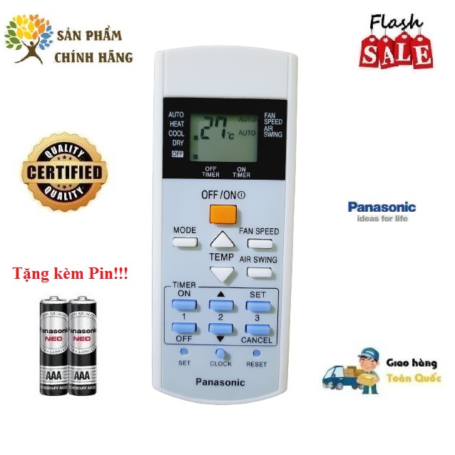 Remote Điều khiển điều hòa Panasonic 1 chiều- Hàng chính hãng Panasonic mới 100% Tặng kèm Pin