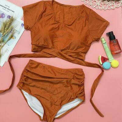 Bikini 2 mảnh cộc tay buộc dây bụng, bộ bơi tắm biển rời váy quần nhiều mẫu BIkini191