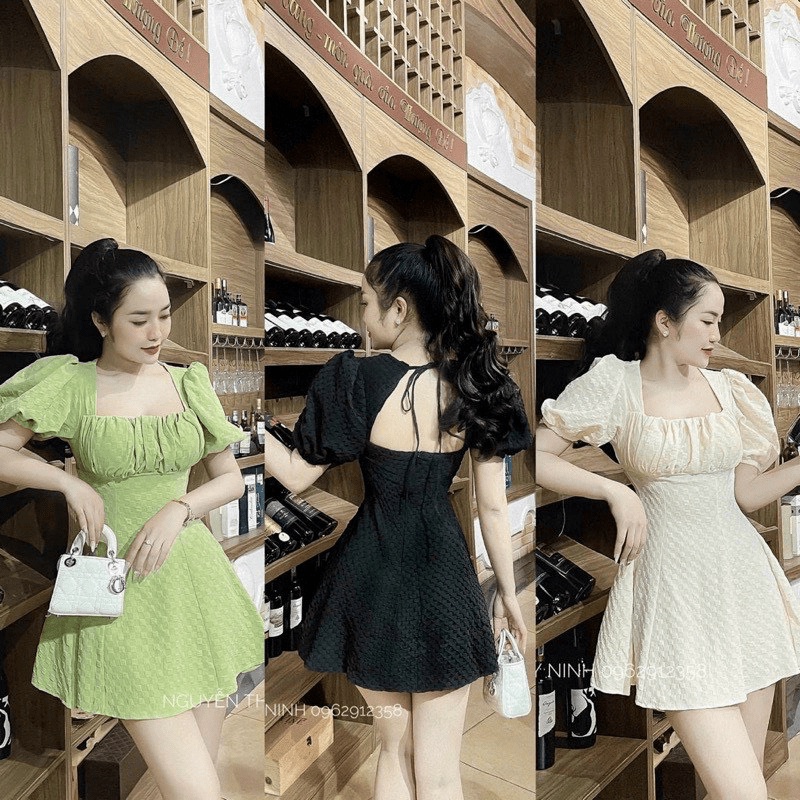 (HCM)Đầm Thun Xốp Dáng Xòe Tiểu Thư Cách Điệu Thời Trang Thiết Kế Sang Trọng Cho Các Nàng KME FASHION