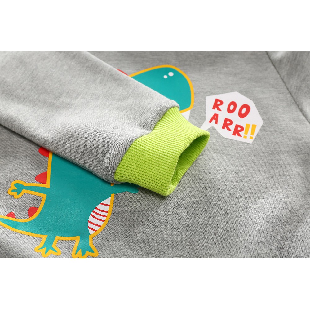 Áo Hoodie khủng long bé trai XIAILE áo nỉ da cá cho bé chất cotton hàng xuất khẩu