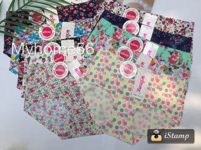 Quần lót cotton ép ko đường may có hoa văn