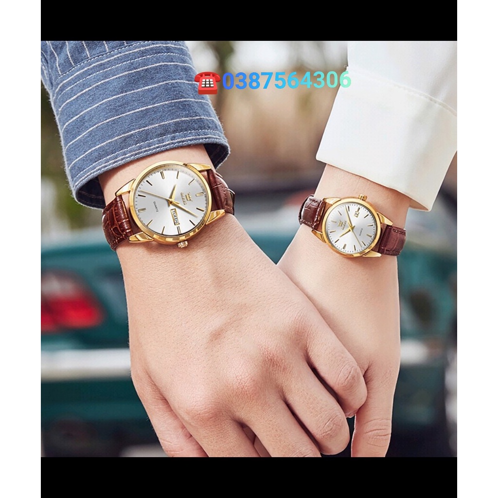 Đồng hồ da cặp đôi OLEVS 6898 thời trang chống thấm nước
