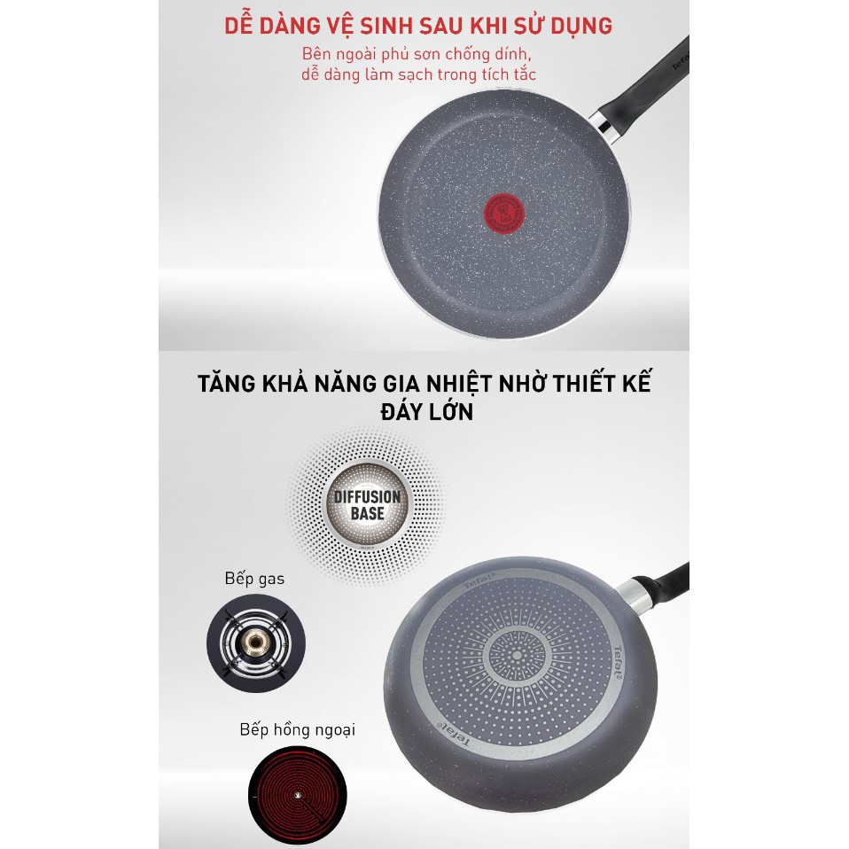 [Mã LIFEHL25 giảm 10% đơn 350K] Chảo chống dính vân đá Tefal Natura B2260695 28cm