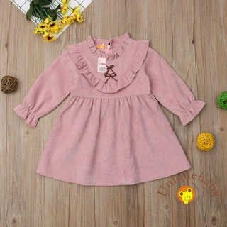 Đầm Tay Dài Phối Bèo Màu Tím Nhạt Thời Trang Cho Bé Gái