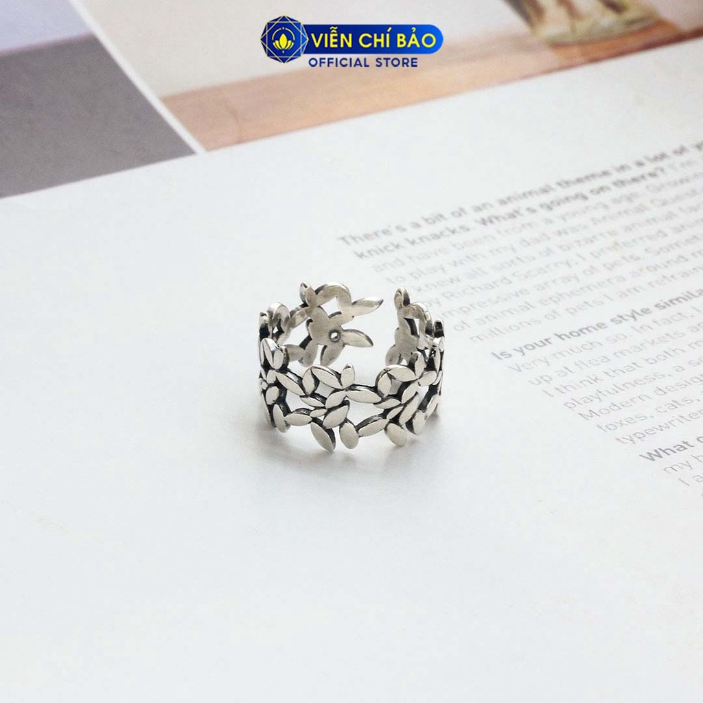 Nhẫn bạc nữ hình hoa lá bản hở chất liệu bạc Thái 925 thời trang phụ kiện trang sức nữ Viễn Chí Bảo N000026