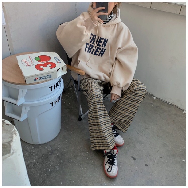 Áo Hoodie Dáng Rộng 🖤TVX Clothes🤍 Áo Nỉ Hoodie Nữ Lót Bông Chữ Fren hdbcn | BigBuy360 - bigbuy360.vn