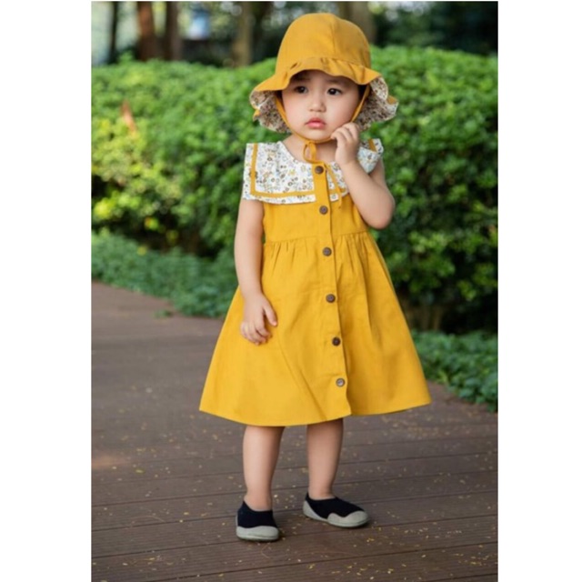 Váy thủy thủ vàng cho bé gái từ 1 tuổi đến 6 tuổi