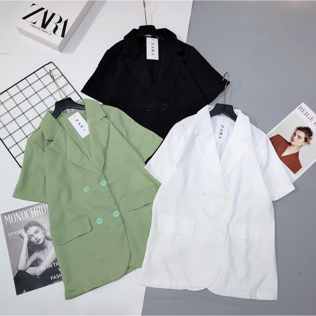 Áo khoác blazer ngắn tay 3 màu hot (kèm ảnh thật,video)