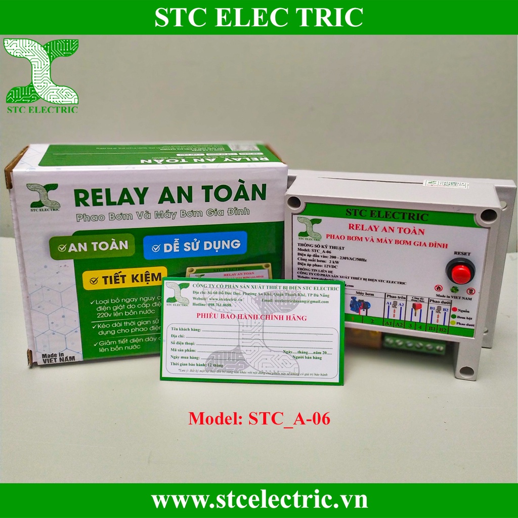 Rơ le an toàn phao điện, phát hiện mất nước chống cháy máy bơm STC_A06 CHÍNH HÃNG STC ELECTRIC