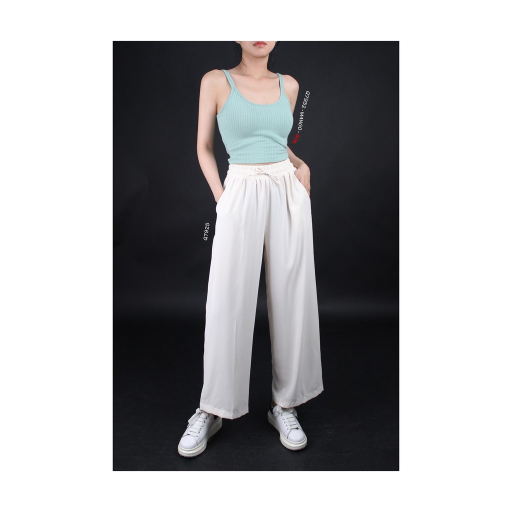 Q7932 - Áo thun gân croptop M4ngo 2 dây, trơn